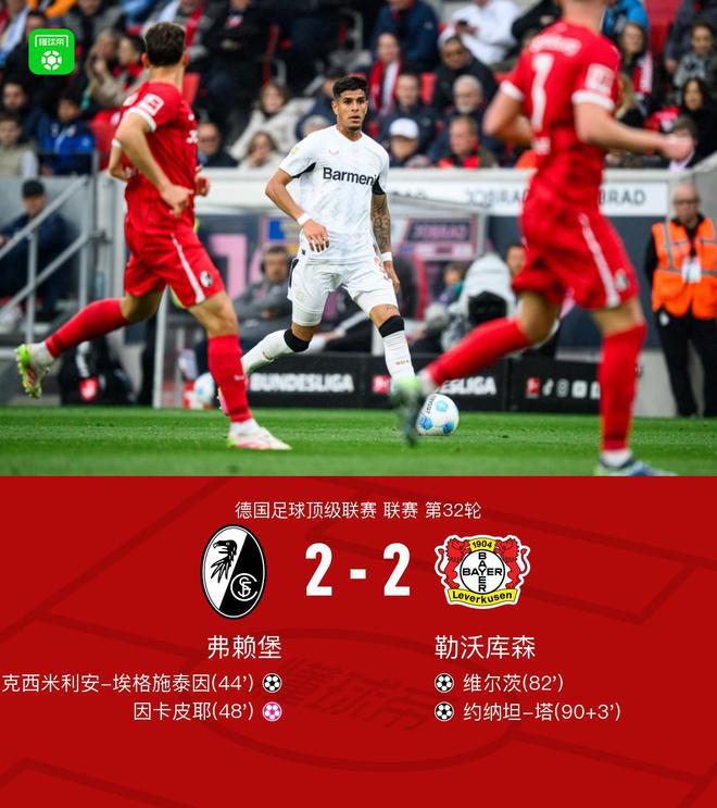 勒沃勝弗賴堡，拜仁奪冠；維爾茨進(jìn)球，塔絕平。