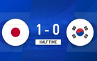 半場日本女足1-0領先，成宮唯進球，金敏智錯失良機。